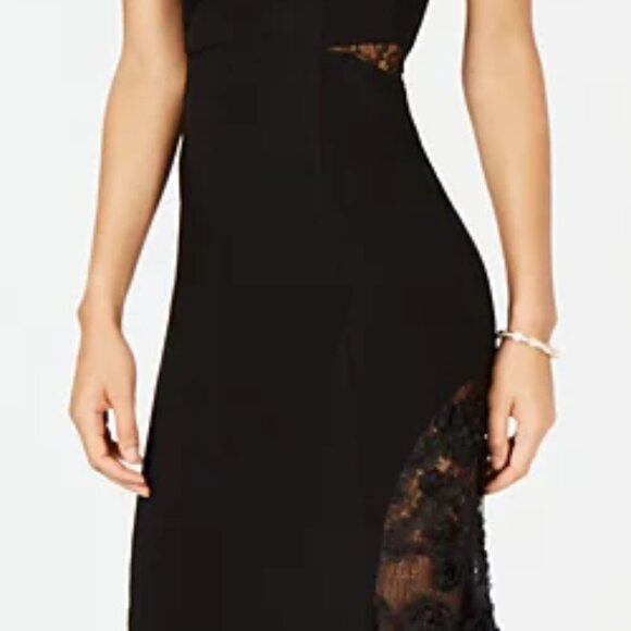 Betsy & Adam Petite Adjustable Lace Contrast Gown - Picture 5 of 9